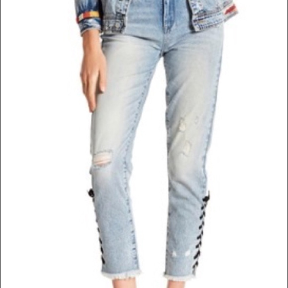 BLANKNYC Jeans High Rise Laced Ankle Distressed